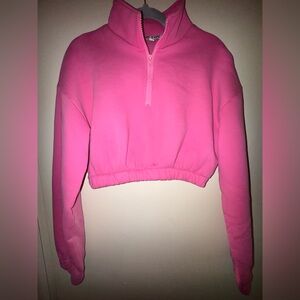 Tic Toc Pink Cropped 1/4 zip
